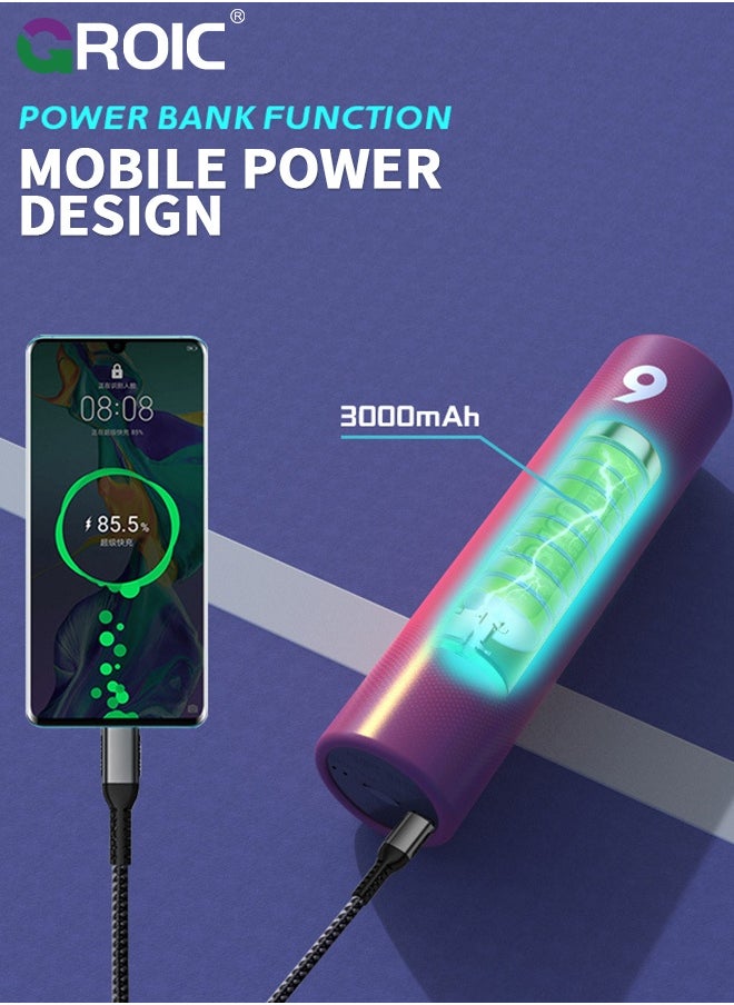GROIC 2 in 1 Relay Baton Bluetooth Speaker Mini Power Bank 3000mAh, Portable Charger Powerbank, Mobile Speaker with Power Bank Functionality for Type C - Green  - Image 3