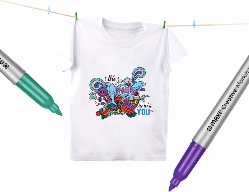 ماكسي أقلام ملونة دائمة من نوع “ماكسي كرييتيف” (Maxi Creative Permanent Markers)، عدد 12 قلمًا بألوان متنوعة، مقاس 40-12A - Image 3