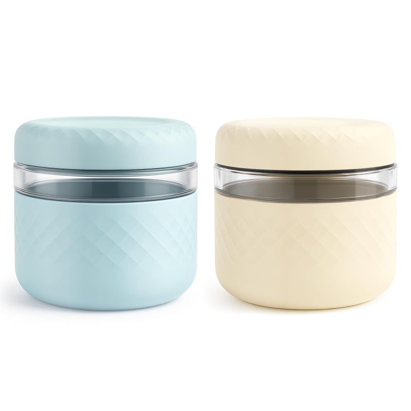 Cafezi 24 oz Glass Lunch Bowl Containers with Lids 2 Pack | Leak & Spill Proof, BPA-Free, Microwave & Dishwasher Safe | Airtight Meal Prep & Food Storage Jar for Lunch, Salad, Soup, Oats, Stew, Yogurt - Image 1