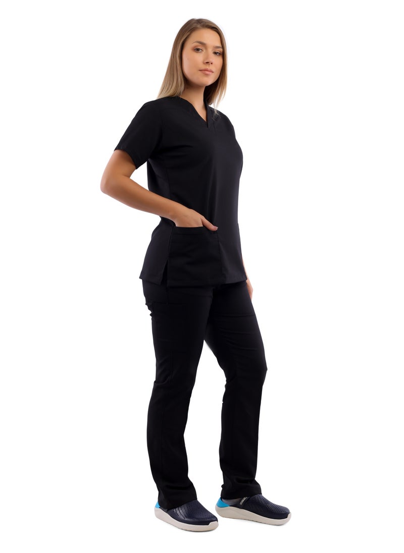 APEX Premium Scrub 1/2 Sleeve Female Black MIX C  - Image 1