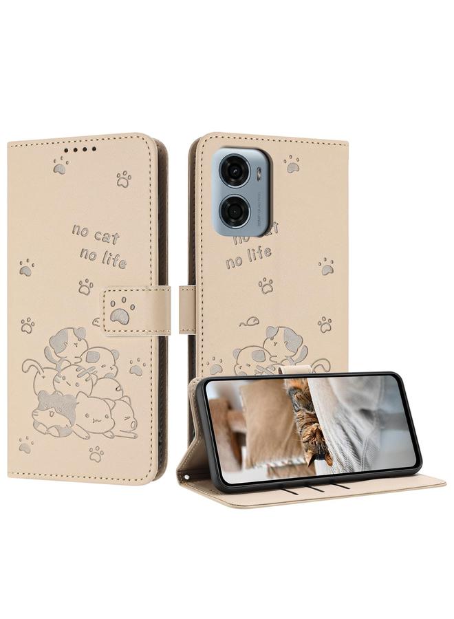 اس-توب جراب لهاتف Motorola Moto G05، جراب جلدي منقوش عليه صورة قطة صغيرة مع حبل تعليق - Image 1