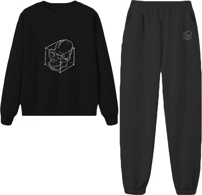 دوغ فش Tracksuit Set Skull Printed Plus Size Bottom Top Set