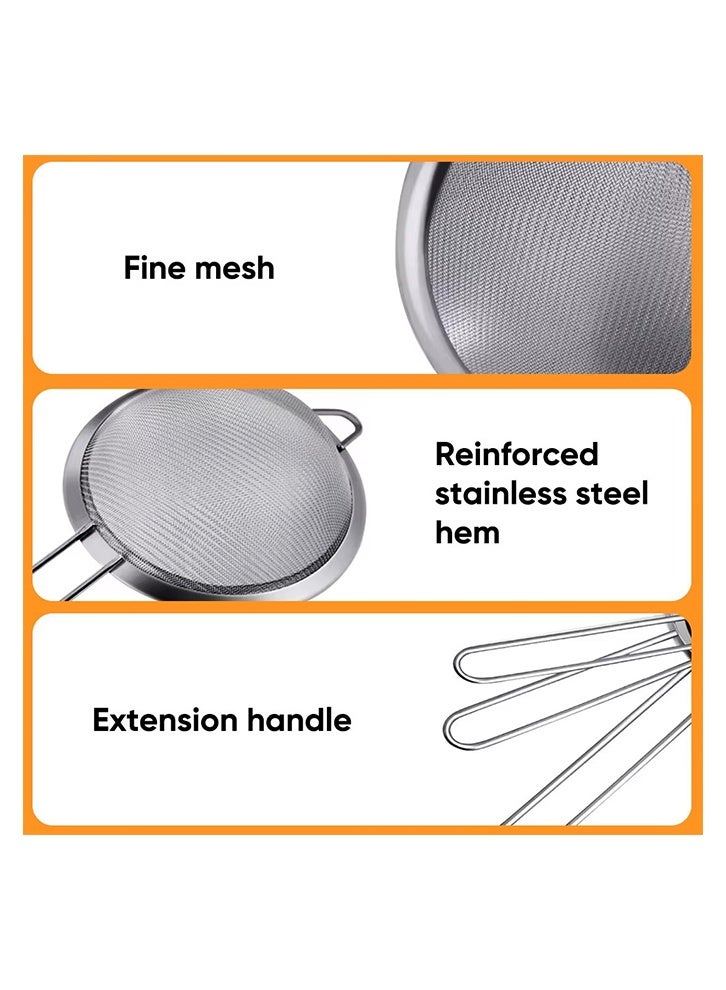 SAKOON Premium Stainless Steel Fine Mesh Strainer 12cm | Super Wire Mesh Sieve for Kitchen | Flour Sifter, Tea Strainer, Rice & Juice Pulp Strainer for Cooking & Baking - Image 5
