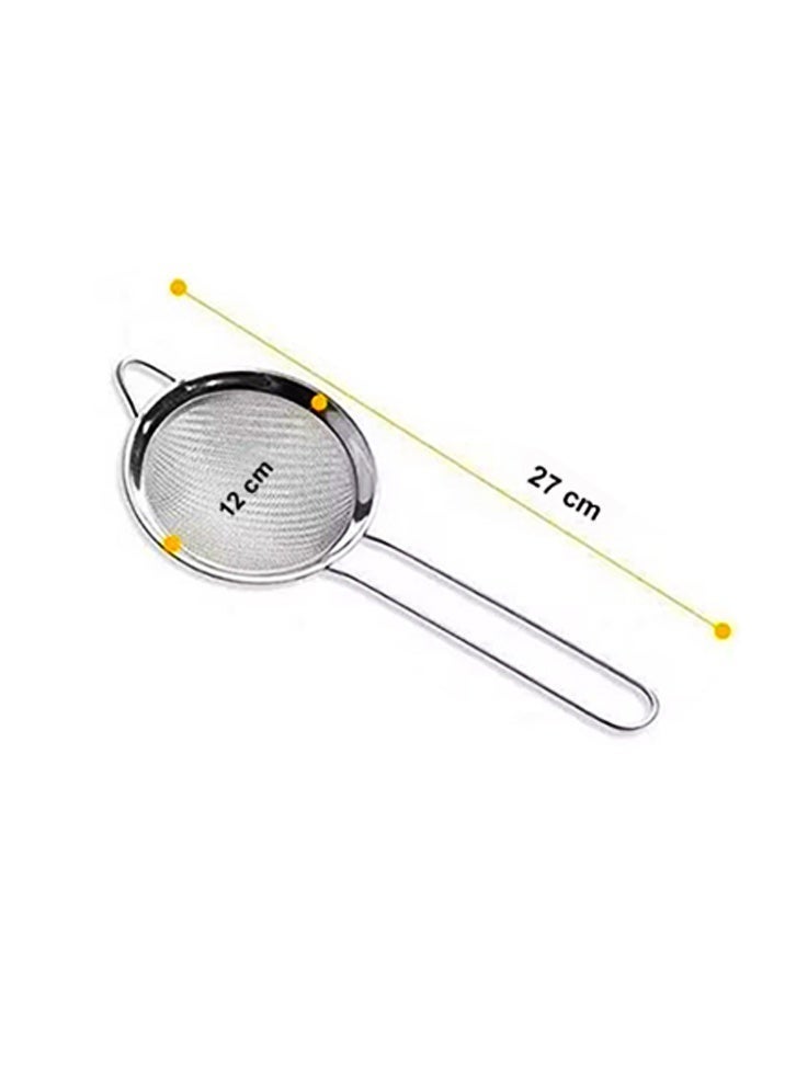 SAKOON Premium Stainless Steel Fine Mesh Strainer 12cm | Super Wire Mesh Sieve for Kitchen | Flour Sifter, Tea Strainer, Rice & Juice Pulp Strainer for Cooking & Baking - Image 3