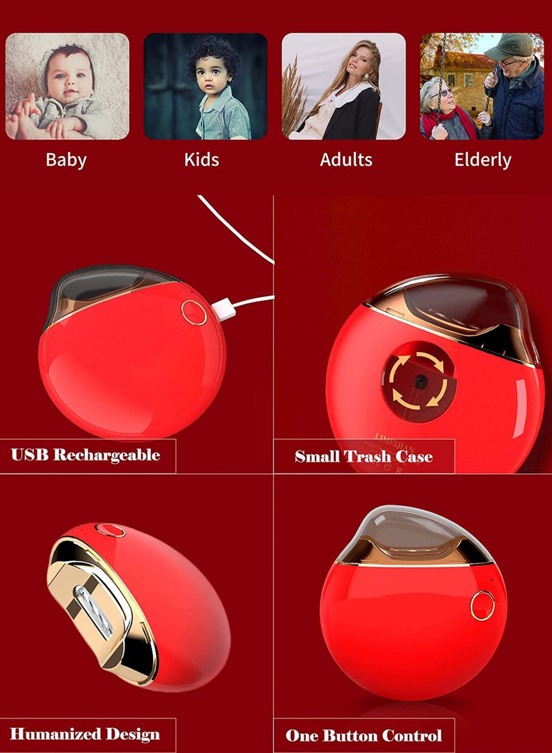 Portable Electric Nail Clippers Baby Nail Piercing Device Adult Manicure Implement Nail Clippers Nail Clipper Anti-Splash Anti-Pinch (RED) - Image 3