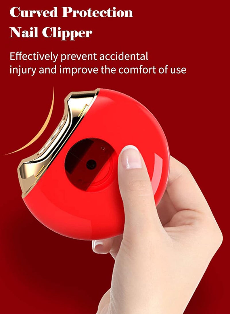 Portable Electric Nail Clippers Baby Nail Piercing Device Adult Manicure Implement Nail Clippers Nail Clipper Anti-Splash Anti-Pinch (RED) - Image 5
