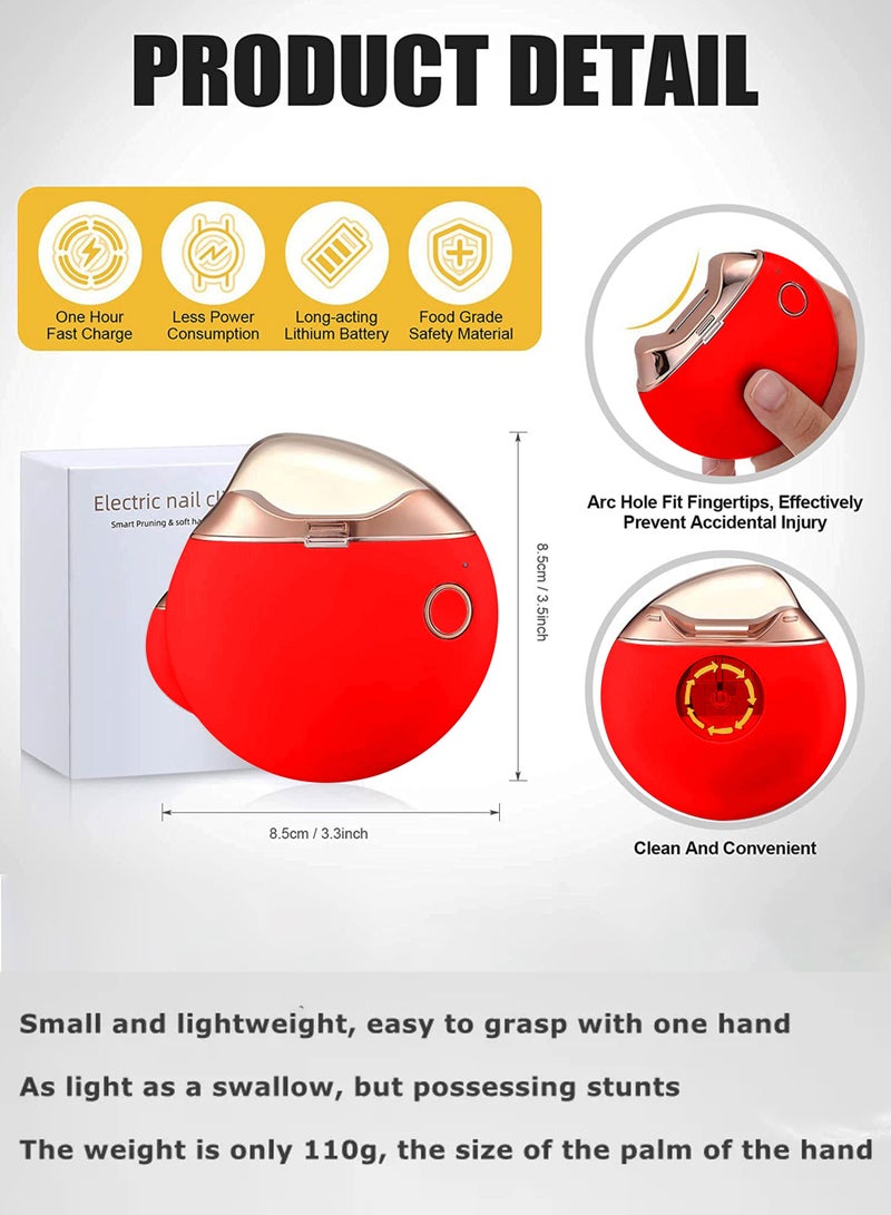 Portable Electric Nail Clippers Baby Nail Piercing Device Adult Manicure Implement Nail Clippers Nail Clipper Anti-Splash Anti-Pinch (RED) - Image 4
