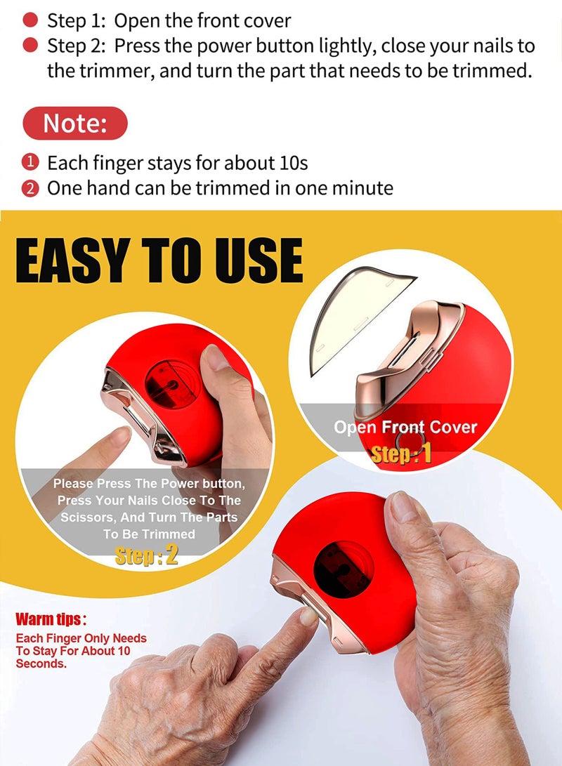 Portable Electric Nail Clippers Baby Nail Piercing Device Adult Manicure Implement Nail Clippers Nail Clipper Anti-Splash Anti-Pinch (RED) - Image 2