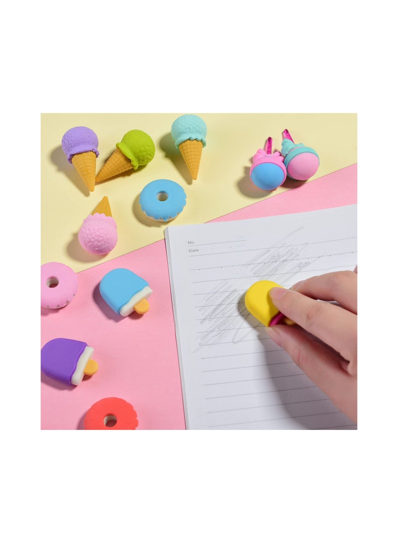 SYOSI 16 Pcs Food Erasers for Kids, 3D Cute Mini Ice Cream Donut Take Apart Erasers, Cool Fun Puzzle Desk Pet Erasers for Girls - Image 4