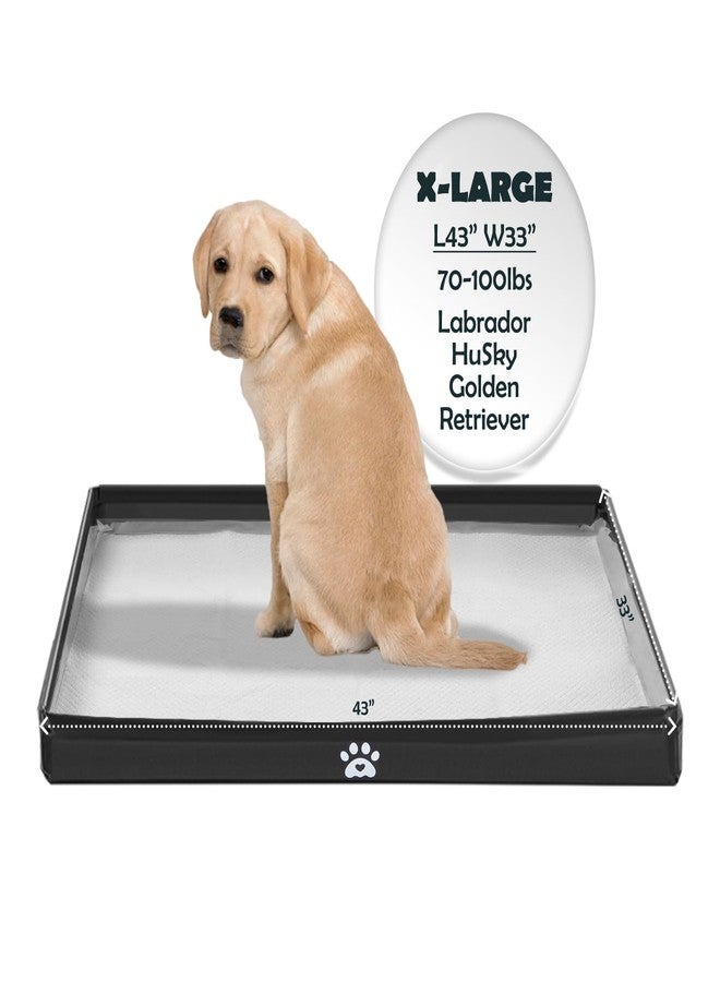 MEEXPAWS Dog Pee Pad Holder Tray Foldable, Puppy Pad Holder Liner Base High Side, Dog Litter Box Indoor for Large Dog 44’’x33’’, Training Pad Holder Leak-Proof, Potty Pad Holder for Dogs Easy Clean - Image 1