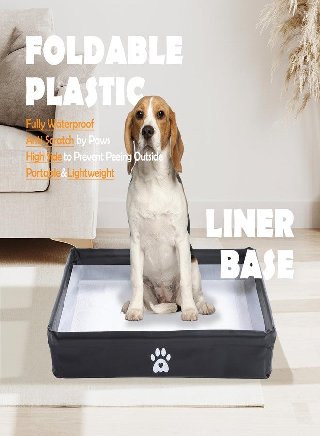 MEEXPAWS Dog Pee Pad Holder Tray Foldable, Puppy Pad Holder Liner Base High Side, Dog Litter Box Indoor for Large Dog 44’’x33’’, Training Pad Holder Leak-Proof, Potty Pad Holder for Dogs Easy Clean - Image 2