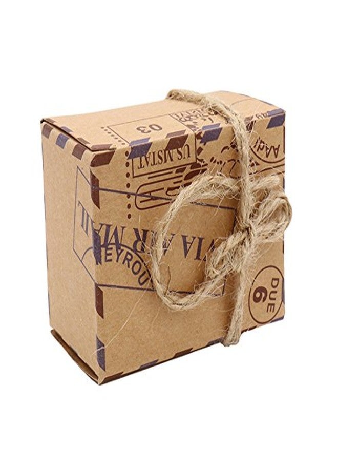 Floratek 50 PCS Wedding Candy Boxes Party Favors - New Stamp Design Vintage Kraft Paper Chocolate Packaging Gift Box for Baby Shower Guests (New Stamp) - Image 3