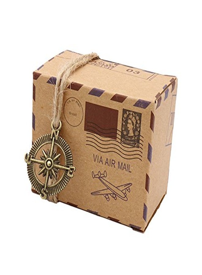 Floratek 50 PCS Wedding Candy Boxes Party Favors - New Stamp Design Vintage Kraft Paper Chocolate Packaging Gift Box for Baby Shower Guests (New Stamp) - Image 2