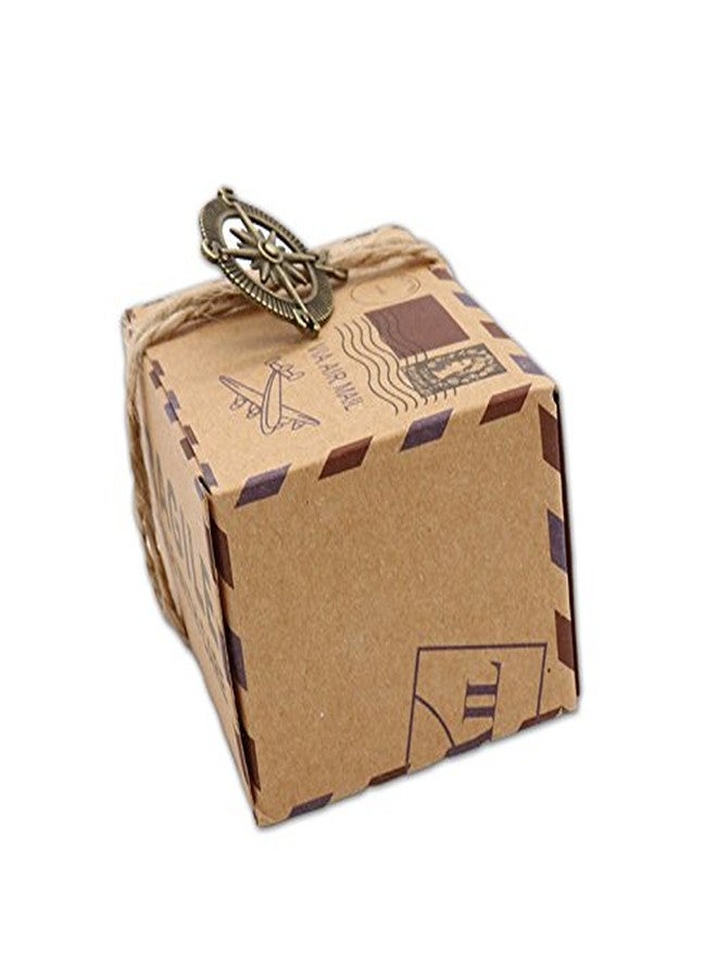 Floratek 50 PCS Wedding Candy Boxes Party Favors - New Stamp Design Vintage Kraft Paper Chocolate Packaging Gift Box for Baby Shower Guests (New Stamp) - Image 4