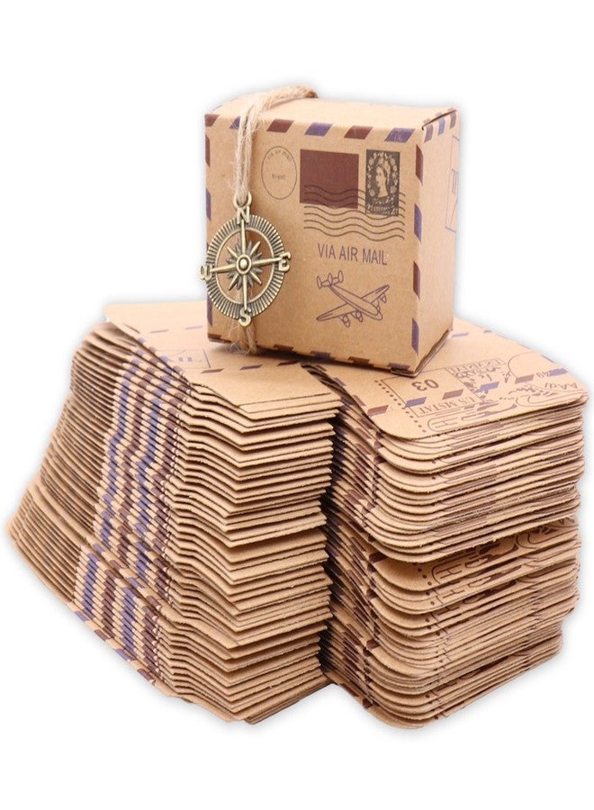 Floratek 50 PCS Wedding Candy Boxes Party Favors - New Stamp Design Vintage Kraft Paper Chocolate Packaging Gift Box for Baby Shower Guests (New Stamp) - Image 1