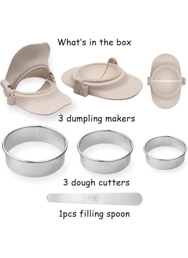 HOOKOR 7 Pieces Empanada Maker Press, 3 Size Dumpling Maker Press with Dough Cutter and Stuffing Spoon, Dumpling Mold for Chinese Dumplings, Empanadas, Ravioli and Pie (Nature 99-1)  - Image 2