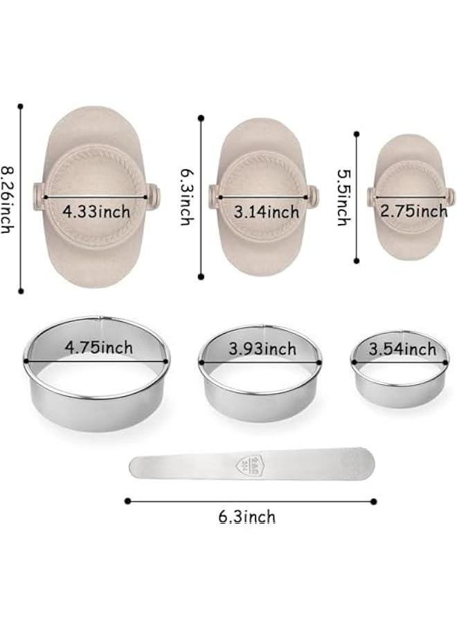 HOOKOR 7 Pieces Empanada Maker Press, 3 Size Dumpling Maker Press with Dough Cutter and Stuffing Spoon, Dumpling Mold for Chinese Dumplings, Empanadas, Ravioli and Pie (Nature 99-1)  - Image 3