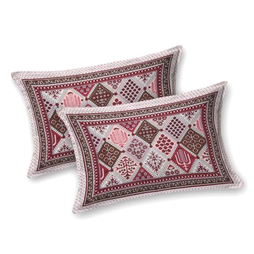 DE CAMA Since 1997 | 100% Cotton 300 TC Premium King Size Bedsheet for Double Bed (90 x 108 Inch) with 2 Pillow Covers Set (17 x 27 Inch) Designer Printed Bedsheet Set - Rama Pink - Image 5