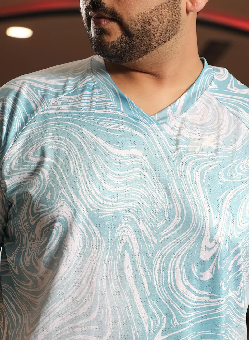 Instafab Plus Men's Icy Blue Fluid Activewear T-Shirt