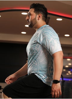Instafab Plus Men's Icy Blue Fluid Activewear T-Shirt  - Image 3