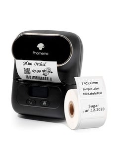 Phomemo M110 Portable Thermal Label Printer Bluetooth Connection Apply For Labeling Shipping Office Cable Retail Barcode And More with 1 40×30mm Label Roll Black Plus Free Paper