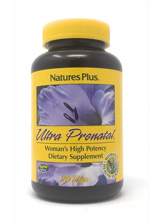 Natures Plus Ultra Prenatal Multivitamin - 800 mcg Folate, 180 Vegetarian Tablets - Prenatal Supplement with Iron, Iodine, Calcium & B-Complex Vitamins - Gluten-Free - 90 Servings - Image 1