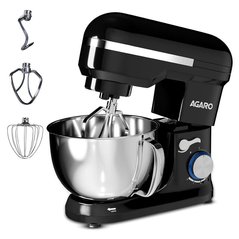 AGARO Royal Stand Mixer 1000W with 5L SS Bowl and 8 Speed Setting Includes Whisking Cone Mixing Beater Dough Hook and Splash Guard 2 Years Warranty by Brand - Image 1
