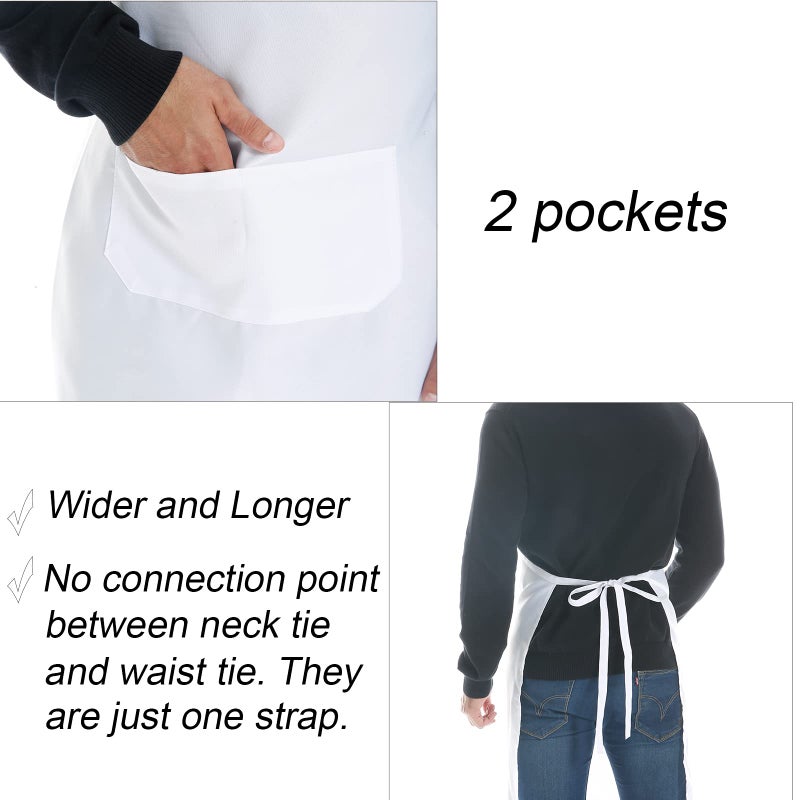 multifuns 12 pcs White Aprons Bulk Waterdrop Resistant for Women Men Kitchen Cooking Grilling Aprons with 2 Pockets (24x28 inch, White - Image 3