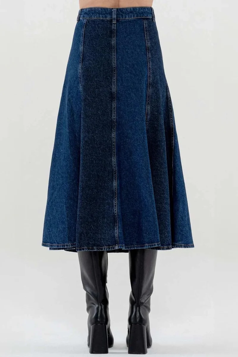 Ag Jeans Fitted Flare Mid-Wash Denim Jacket Skirt
