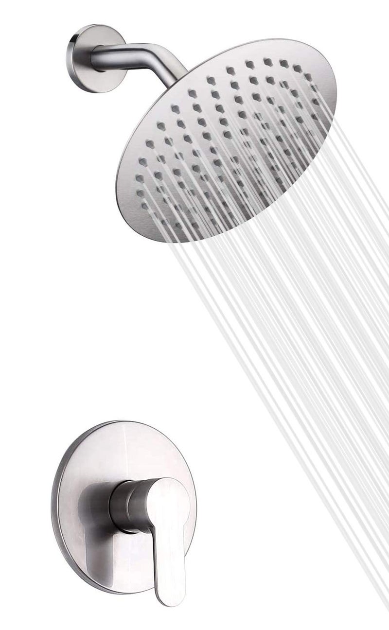 sumerain Shower Faucet Brushed NickelSingle Handle Solid Brass Roughin Valve with Shower Arm and Showerhead