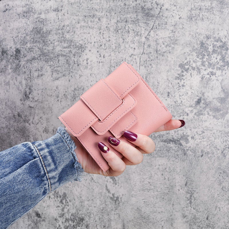 Multifunctional Solid Color PU Leather Wallet, RFID Blocking Design Portable Daily Storage Purse for Cards Cash Coin Business Use - Image 1