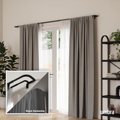 Umbra Twilight Double Curtain Rod Set Wrap Around Design Ideal for Blackout or Room Darkening Panels 30 to 84 Inches Black - Image 3