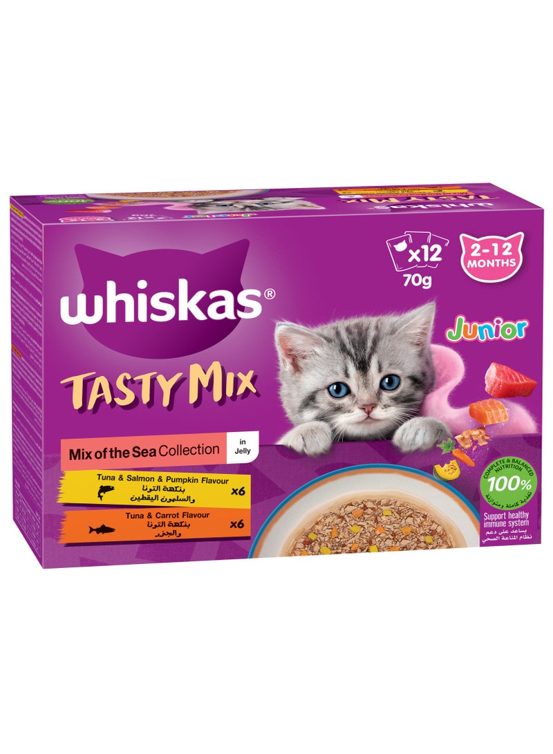 Whiskas Tasty Mix Kitten Junior Sea Collection 12 x 70g  - Image 2