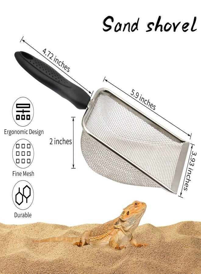 Abustle pig Reptile Sand Scooper,Stainless Steel Fine Mesh Reptile Substrate Scoop Terrarium Substrate Litter Cleaner Reptile Sand Shovel for Sand Bedding - Image 2
