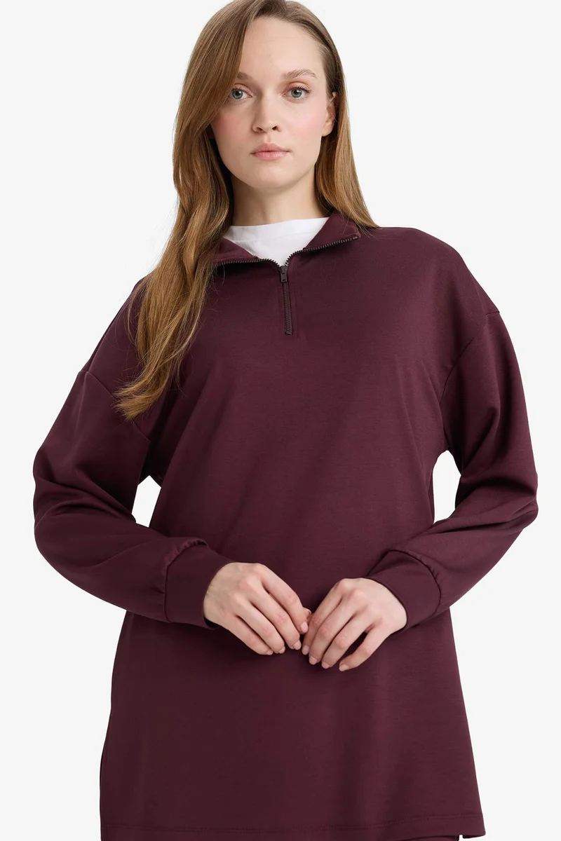 ديفاكتو Regular Fit Zip-Up Long Sleeve Tunic