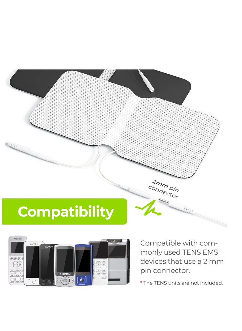 TENS Unit Replacement Pads, Extra Large Butterfly Shaped Electrode Pads Ideal for Back Pain, Reusable, Self-Adhesive, Latex-Free TENS Therapy Pads for Muscle Stimulation, 2-Pack