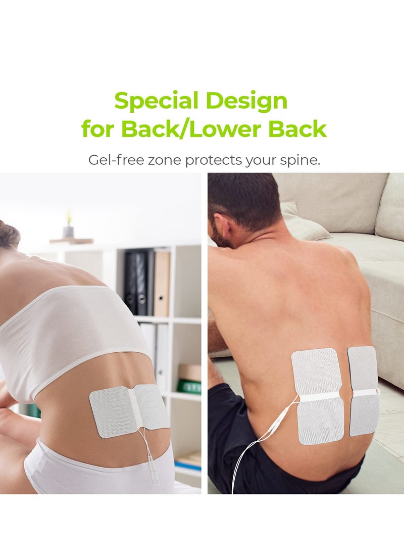 TENS Unit Replacement Pads, Extra Large Butterfly Shaped Electrode Pads Ideal for Back Pain, Reusable, Self-Adhesive, Latex-Free TENS Therapy Pads for Muscle Stimulation, 2-Pack