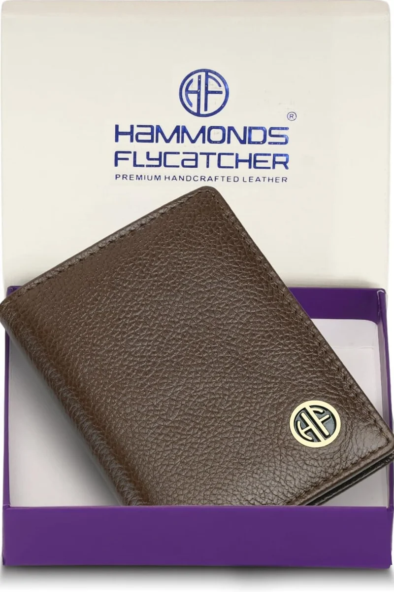 هاموندز فلاي كاتشر حامل بطاقات جلدي للجنسين، بروش وود