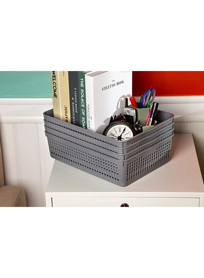 Eslite Plastic Organizing Baskets/Storage Tray Baskets,6-Pack,Gray - Image 5