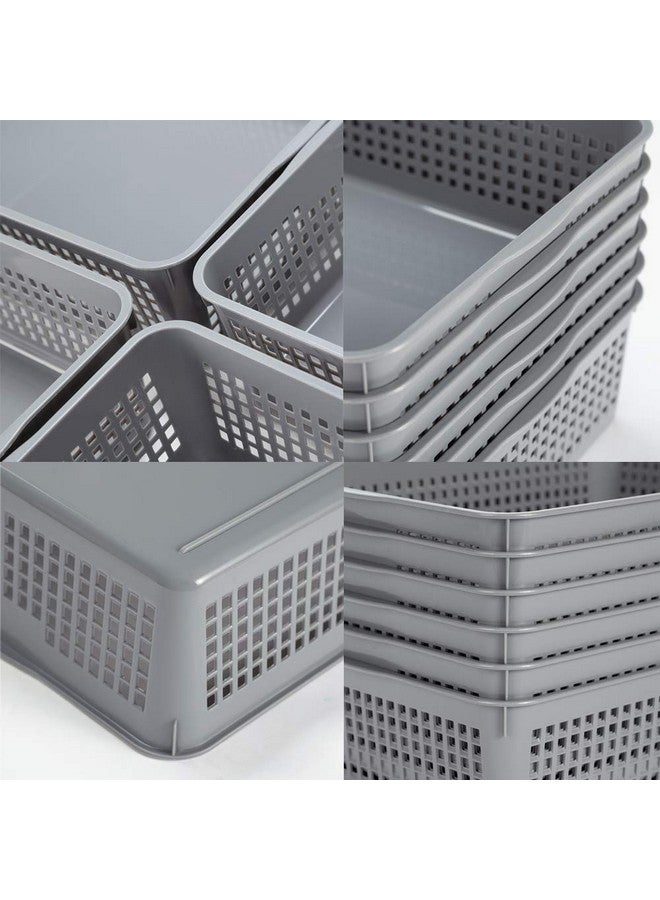 Eslite Plastic Organizing Baskets/Storage Tray Baskets,6-Pack,Gray - Image 3