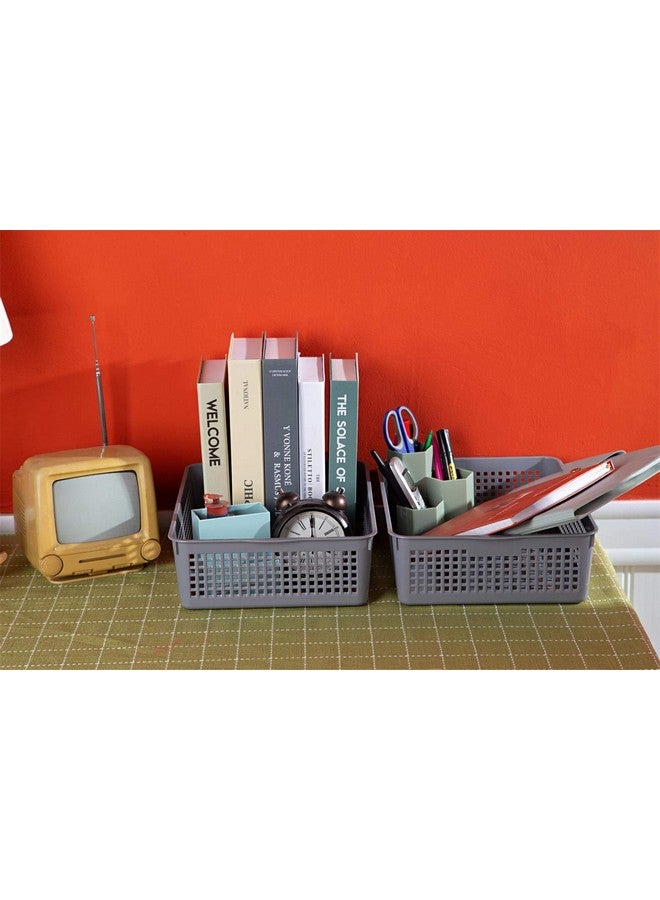 Eslite Plastic Organizing Baskets/Storage Tray Baskets,6-Pack,Gray - Image 4