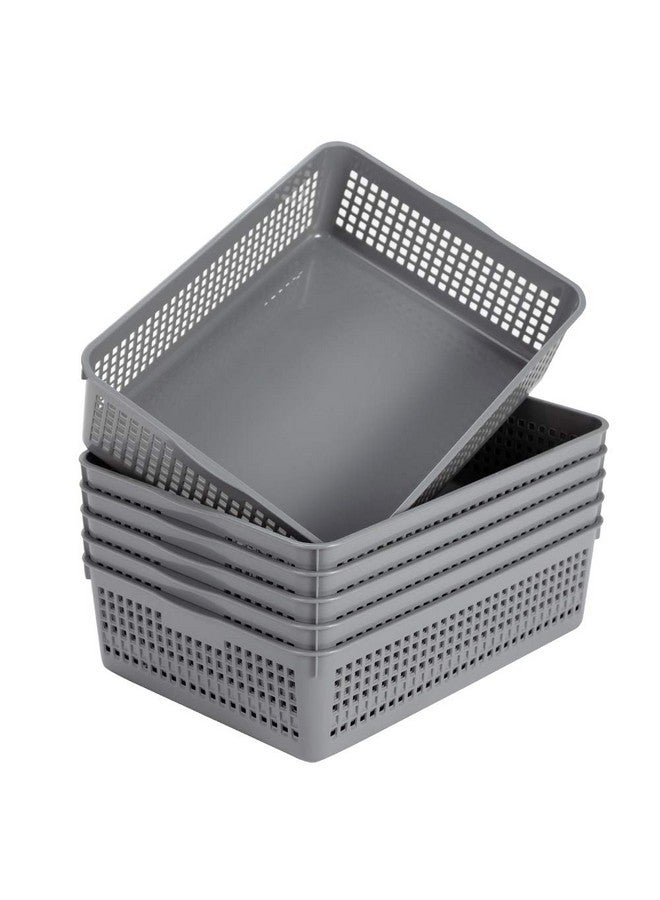 Eslite Plastic Organizing Baskets/Storage Tray Baskets,6-Pack,Gray - Image 1