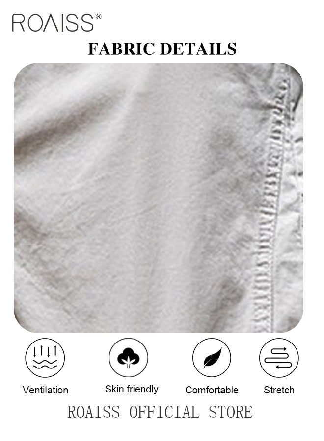 رويس بنطلونات جري كاجوال للرجال، بنطلونات كارغو برباط مع أرجل ضيقة وتصميم عادي، بنطلونات رياضية برباط عند الكاحل مع جيوب متعددة، مناسبة للارتداء اليومي أو الأنشطة الخارجية أو أي أنشطة بدنية - Image 4