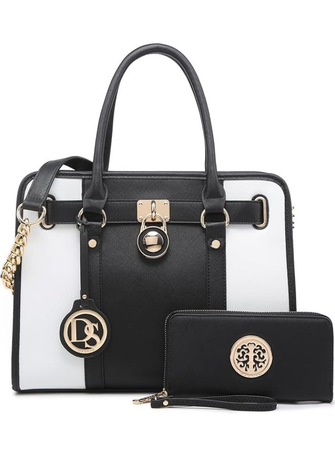 Dasein Handbags Purses Set for Women Top Handle Satchel Shoulder Bags Large Work Tote Bag with Matching Wallet - Image 1