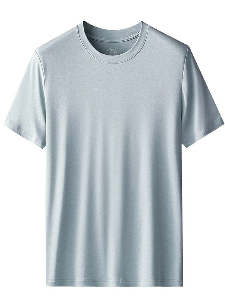 Loquat Men's Solid Color Classic Short Sleeve Crew Neck T-Shirt Dusty Blue 
