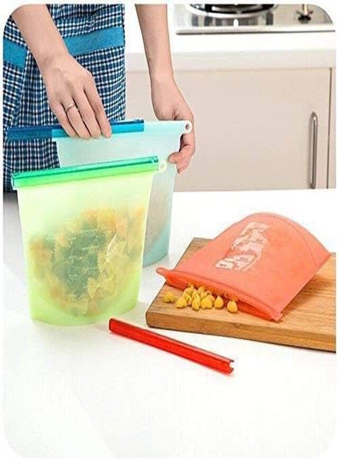 TRENDERA Reusable Silicone Food Storage Bags - Leakproof Airtight Seal Ziplock Bags for Sous Vide, Microwave, Freezer & Dishwasher Safe - Eco-Friendly BPA-Free Silicone Baggies for Liquid, (2PCS) (Multicolour) - Image 1