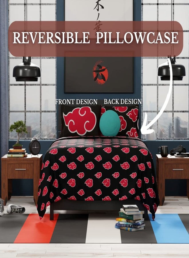 Franco Naruto Akatsuki Anime Bedding Super Soft Microfiber Queen Sheet Set, (Official Licensed Naruto Product) - Image 3