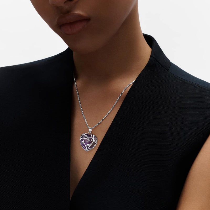Bestyle Celtic Flower Knot Wrap Heart Nature Amethyst Necklace Healing Crystal Necklaces, February Birthstone Celtic Heart Pendant for Women Grils, Birthday Mother's Day Jewelry Gifts - Image 3