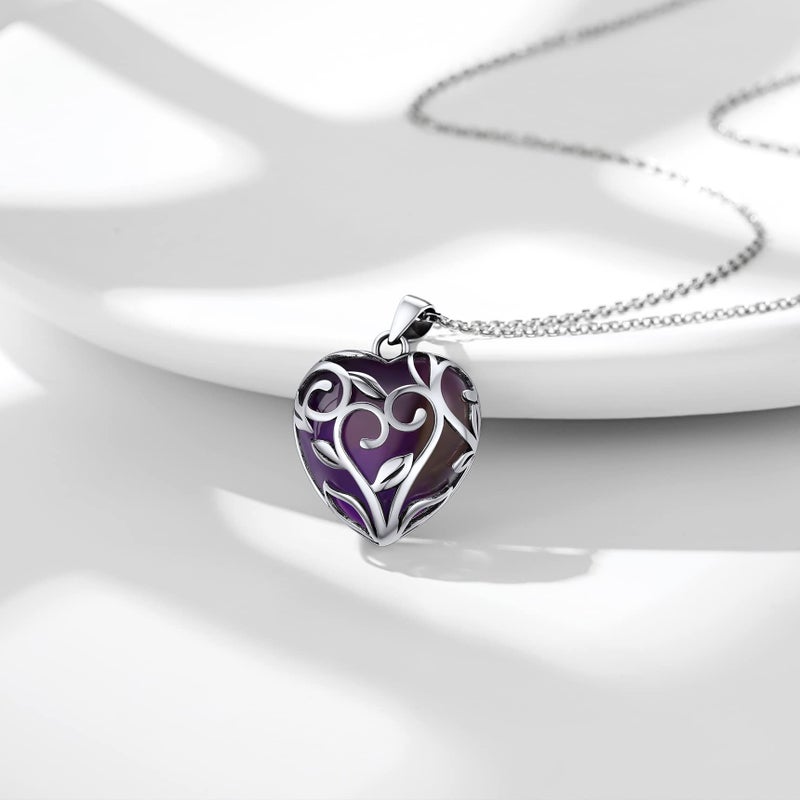 Bestyle Celtic Flower Knot Wrap Heart Nature Amethyst Necklace Healing Crystal Necklaces, February Birthstone Celtic Heart Pendant for Women Grils, Birthday Mother's Day Jewelry Gifts - Image 4
