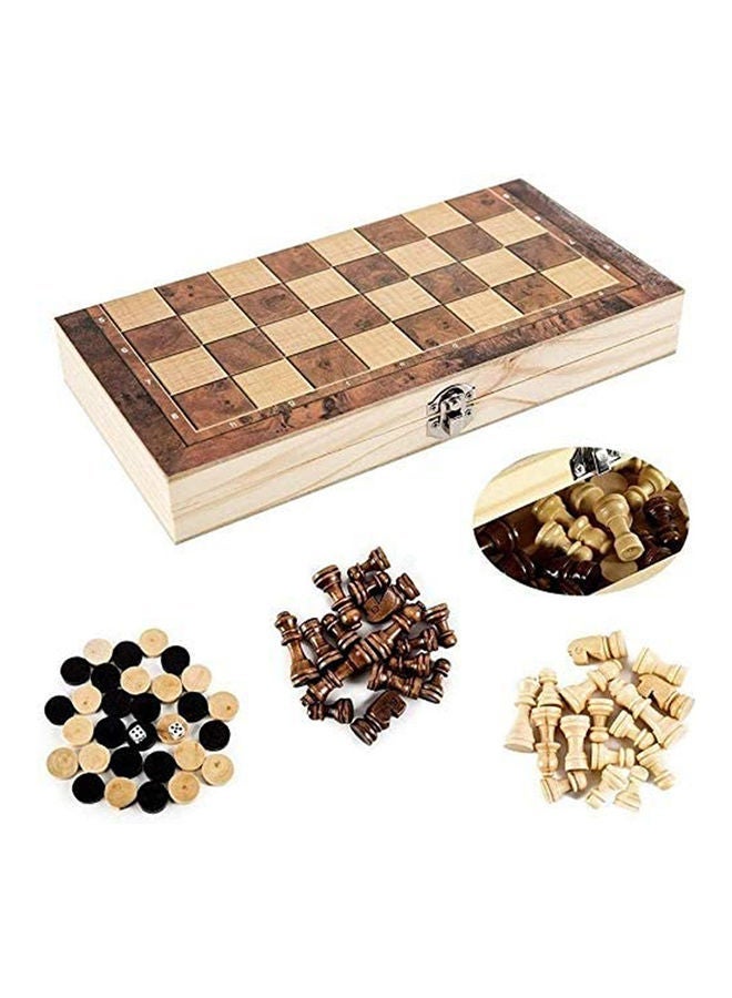 Foldable Backgammon Checkers and Chess Board Game Set for Two Players - Image 1